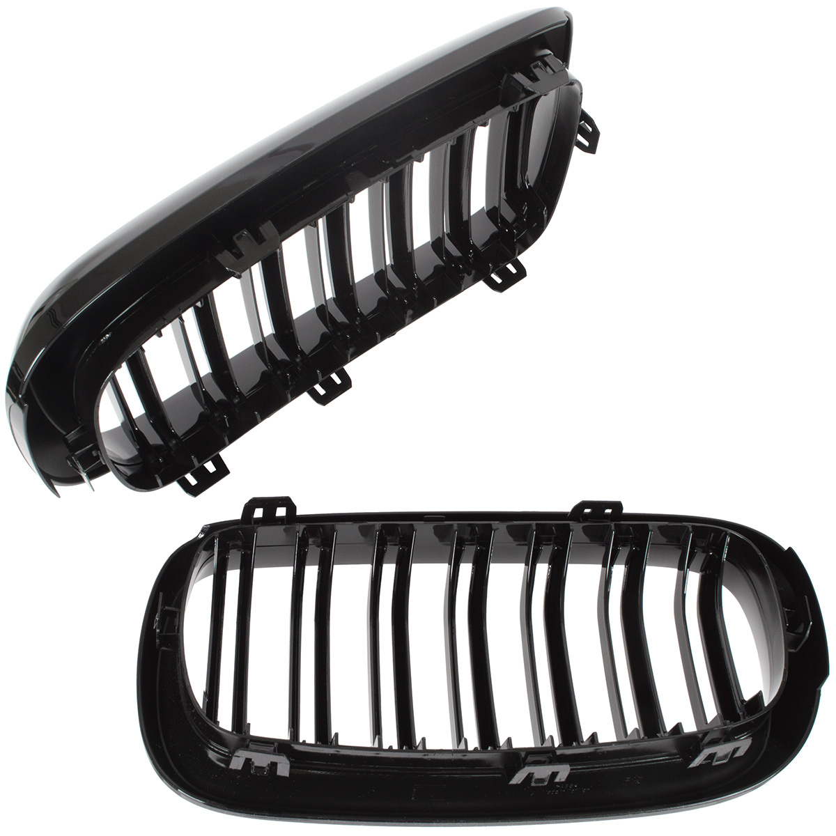 BMW X6 F16 14-19 atrapy między reflektory (nerki) lewa + prawa kpl. BLACK GLOSSY DOUBLE BAR