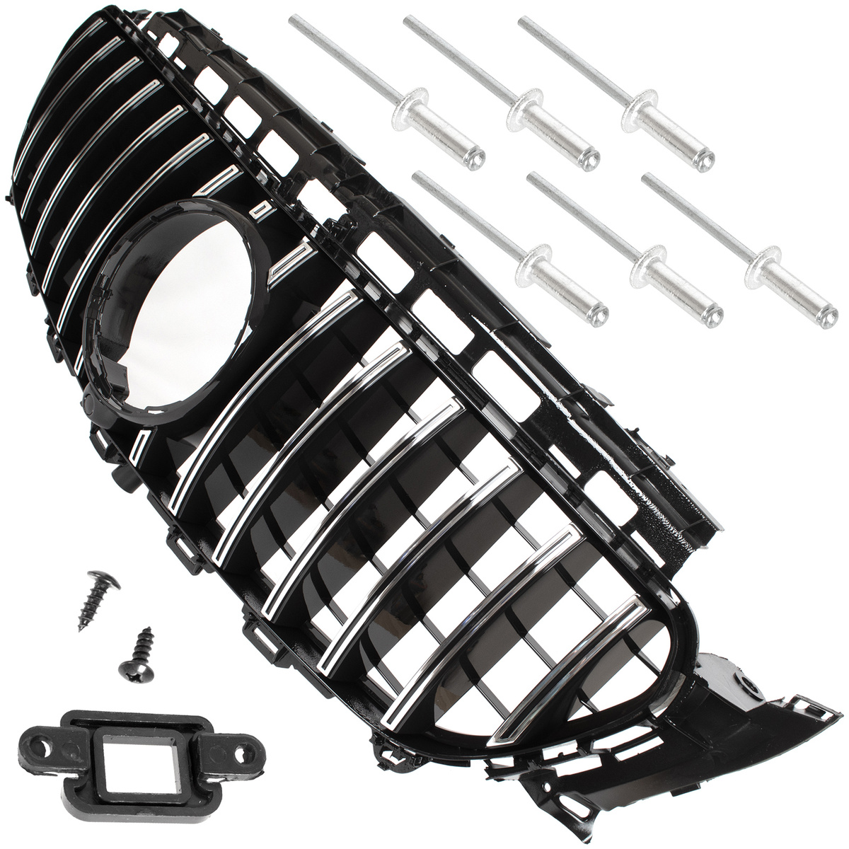 Mercedes E-KLASA W213 W238 C238 16-19 atrapa między reflektory (grill) CZARNA + CHROM