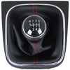 VW Caddy 04-09 gałka zmiany biegów + CZARNY mieszek z CZERWONĄ nitką i ramką CHROM 6 BIEGÓW