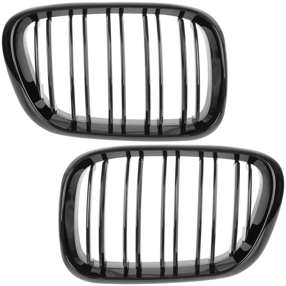 BMW X5 E53 99-03 atrapy między reflektory (nerki) lewa + prawa kpl. DOUBLE SLAT GLOSSY BLACK