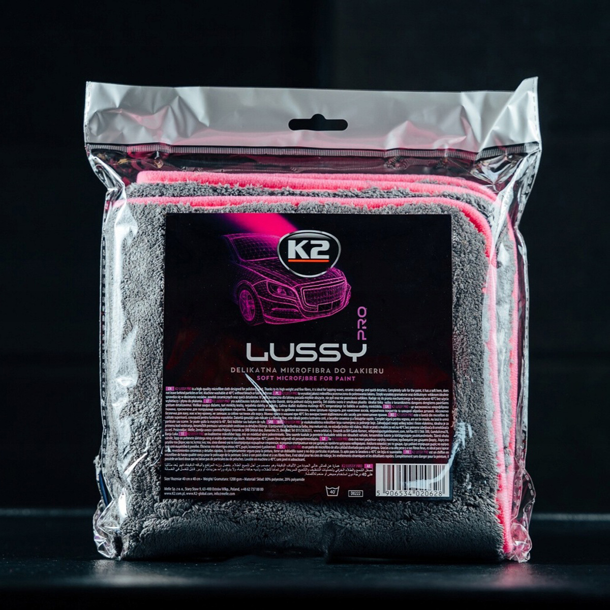 K2 Ręcznik z Mikrofibry LUSSY 40x40 do Osuszania Polerowania Gruby 1200g/m2 D0222