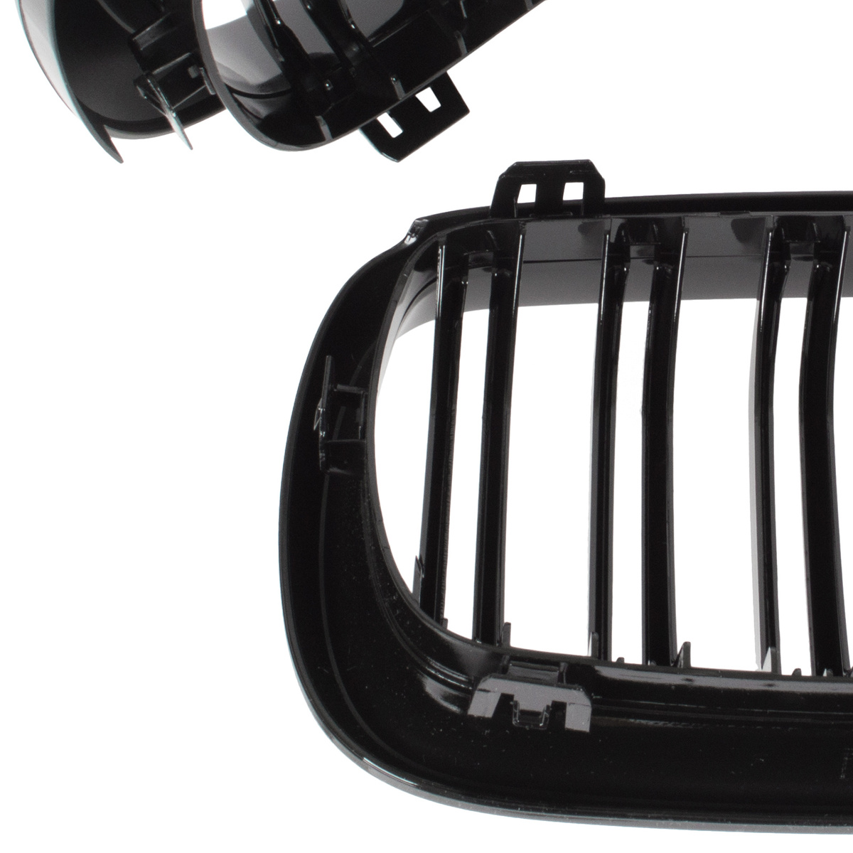 BMW X6 F16 14-19 atrapy między reflektory (nerki) lewa + prawa kpl. BLACK GLOSSY DOUBLE BAR