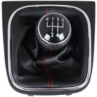 VW Caddy 04-09 gałka zmiany biegów + CZARNY mieszek z CZERWONĄ nitką i ramką CHROM 5 BIEGÓW