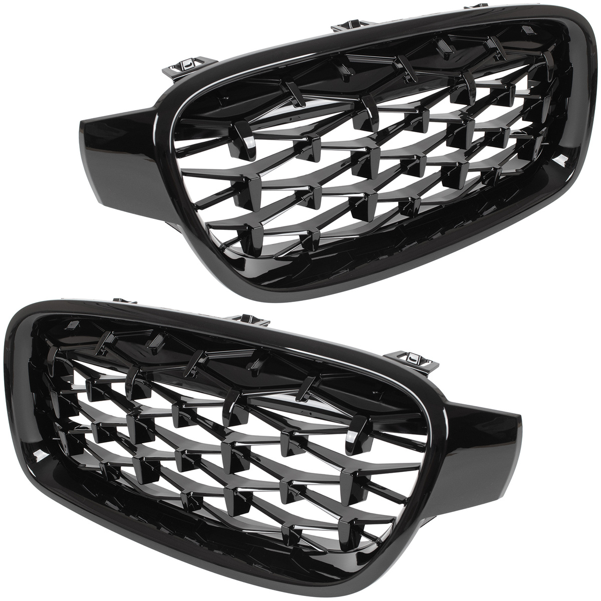 BMW 3 F30 F31 12-19 atrapy między reflektory (nerki) lewa + prawa kpl. FULL BLACK STAR