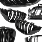 BMW 4 F32 / F33 / F36 13-18 atrapy między reflektory (nerki) lewa + prawa kpl. BLACK GLOSSY DOUBLE BAR