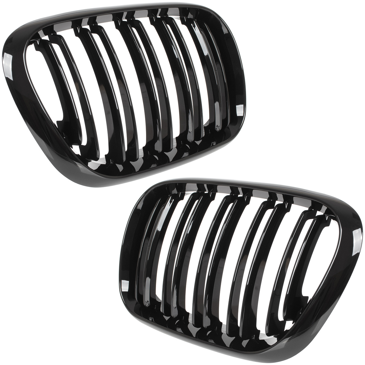 BMW X5 E53 99-03 atrapy między reflektory (nerki) lewa + prawa kpl. DOUBLE SLAT GLOSSY BLACK
