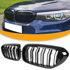 BMW 5 G30 / G31 2017- atrapy między reflektory (nerki) lewa + prawa kpl. BLACK GLOSSY DOUBLE BAR