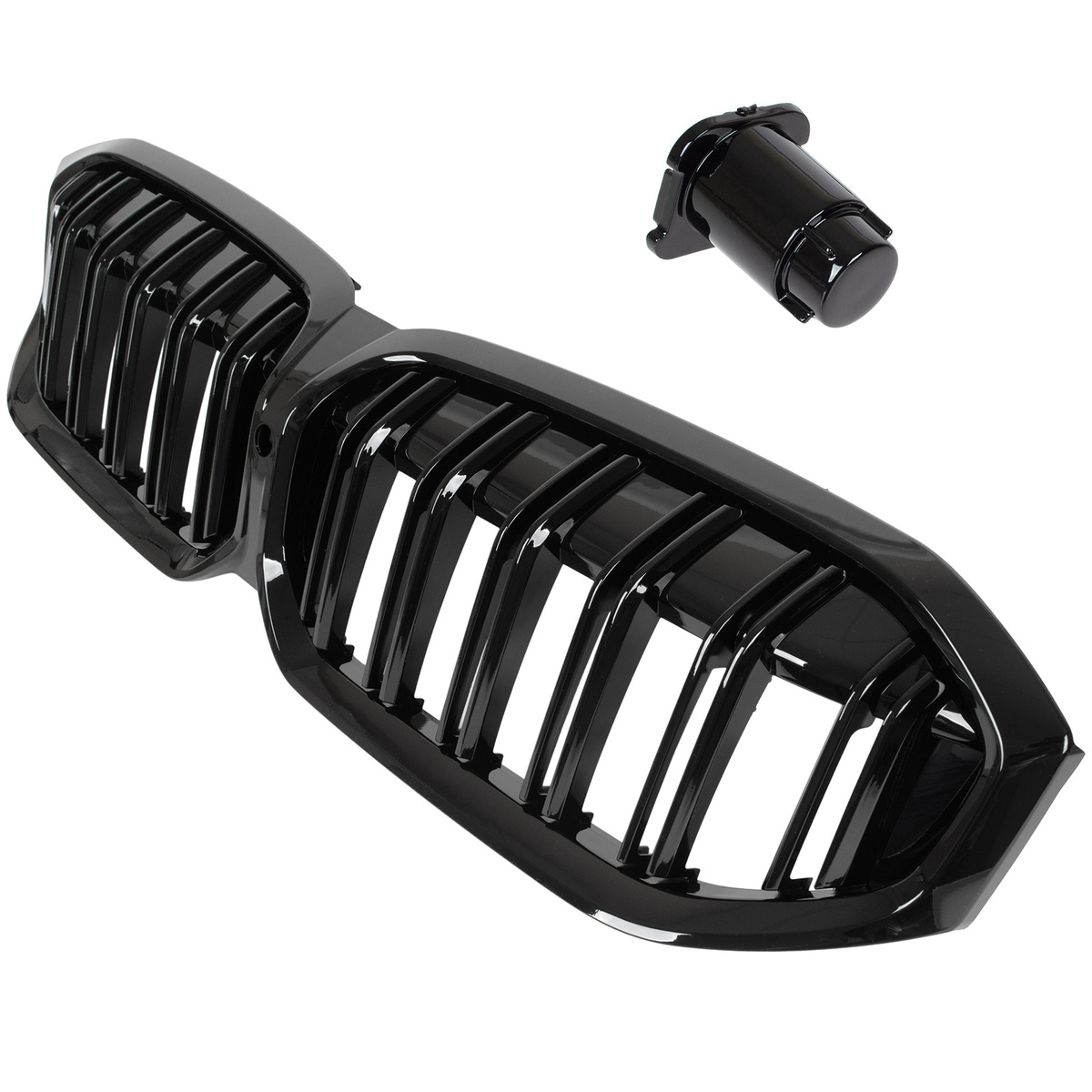 BMW 3 G20 G21 FL 22-24 atrapa między reflektory (nerki) BLACK GLOSSY DOUBLE BAR + ZAŚLEPKA