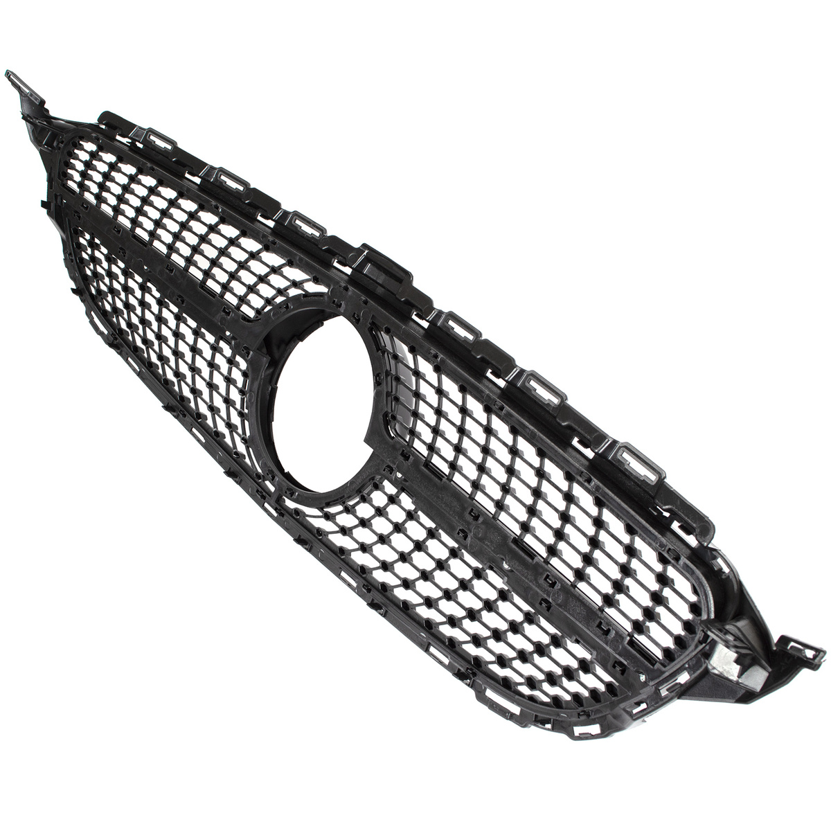 Mercedes C KLASA W205 14-18 atrapa między reflektory (grill) DIAMOND PIANO BLACK + CHROM BEZ OTWORU