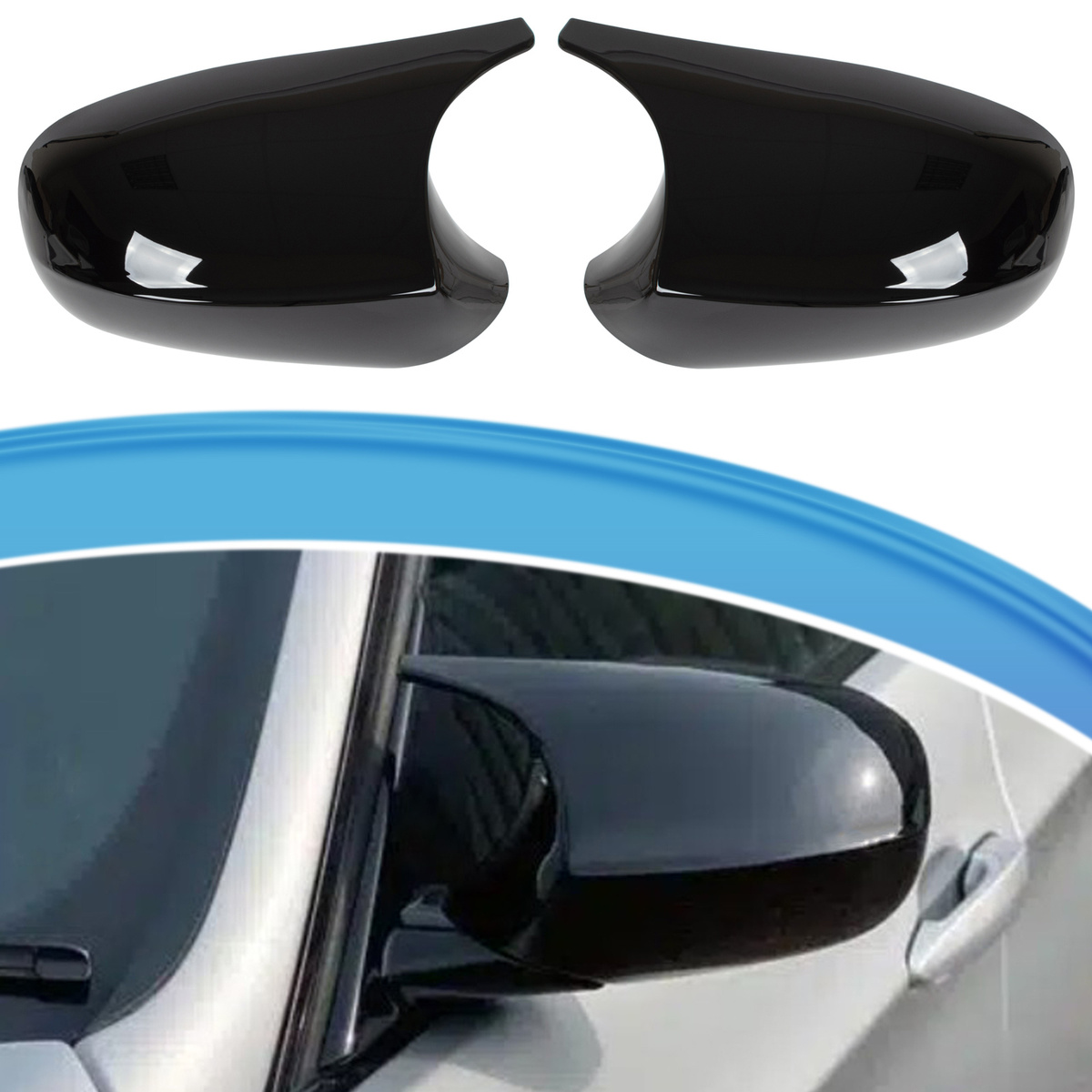 BMW 1 E81 E82 E87 E88 10-15 nakładka lusterka BLACK GLOSSY lewa + prawa 2 szt. KPL