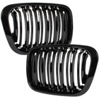 BMW 3 E46 97-01 SEDAN / KOMBI atrapy między reflektory (nerki) lewa + prawa kpl. BLACK GLOSSY DOUBLE BAR