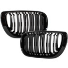 BMW 3 E46 FL 01-15 SEDAN / KOMBI atrapy między reflektory (nerki) lewa + prawa kpl. BLACK GLOSSY DOUBLE BAR