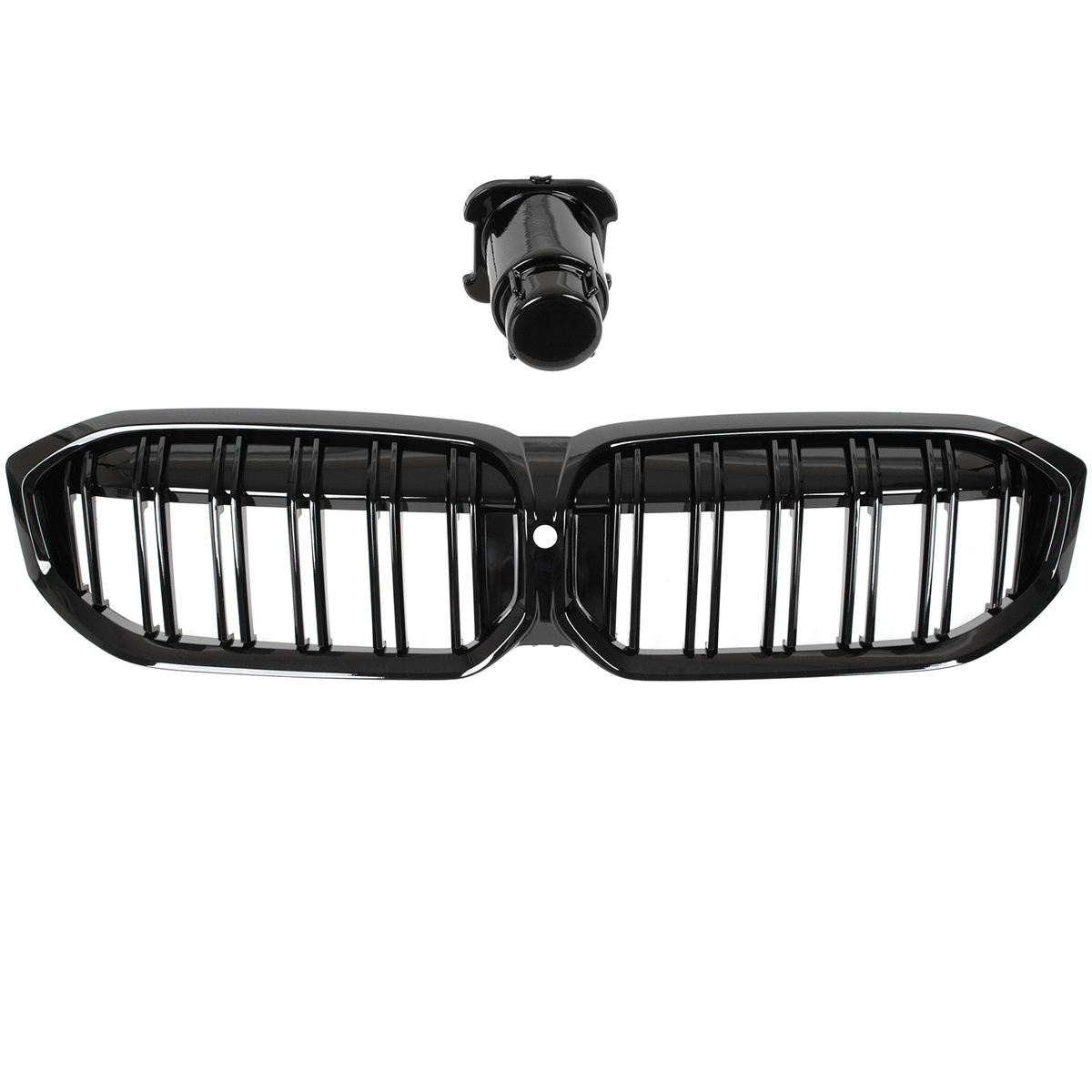 BMW 3 G20 G21 FL 22-24 atrapa między reflektory (nerki) BLACK GLOSSY DOUBLE BAR + ZAŚLEPKA