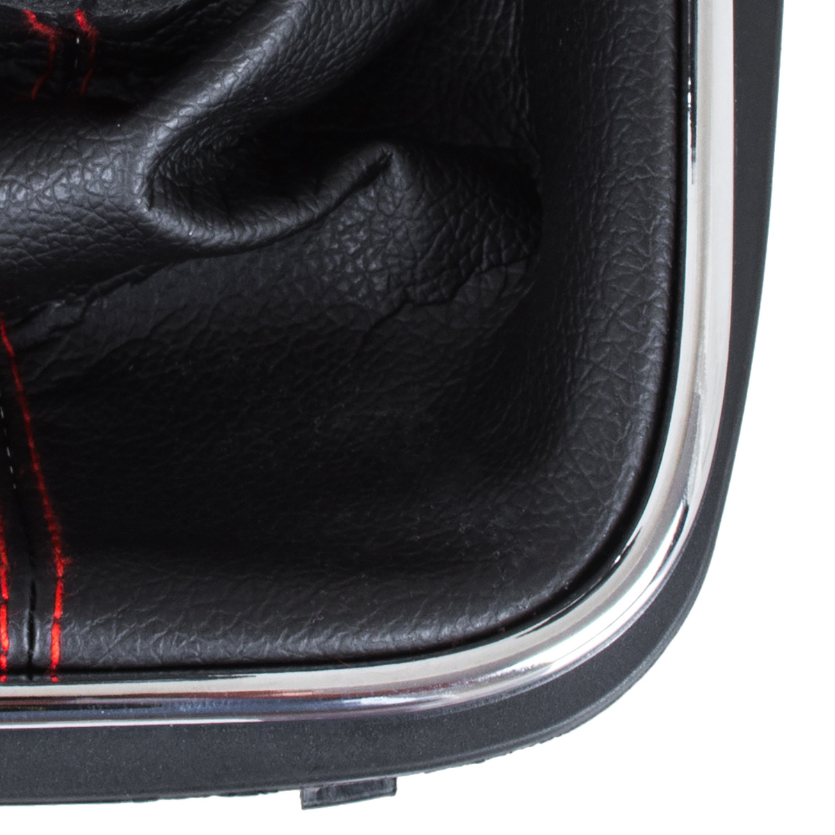 VW Caddy 04-09 gałka zmiany biegów + CZARNY mieszek z CZERWONĄ nitką i ramką CHROM 5 BIEGÓW