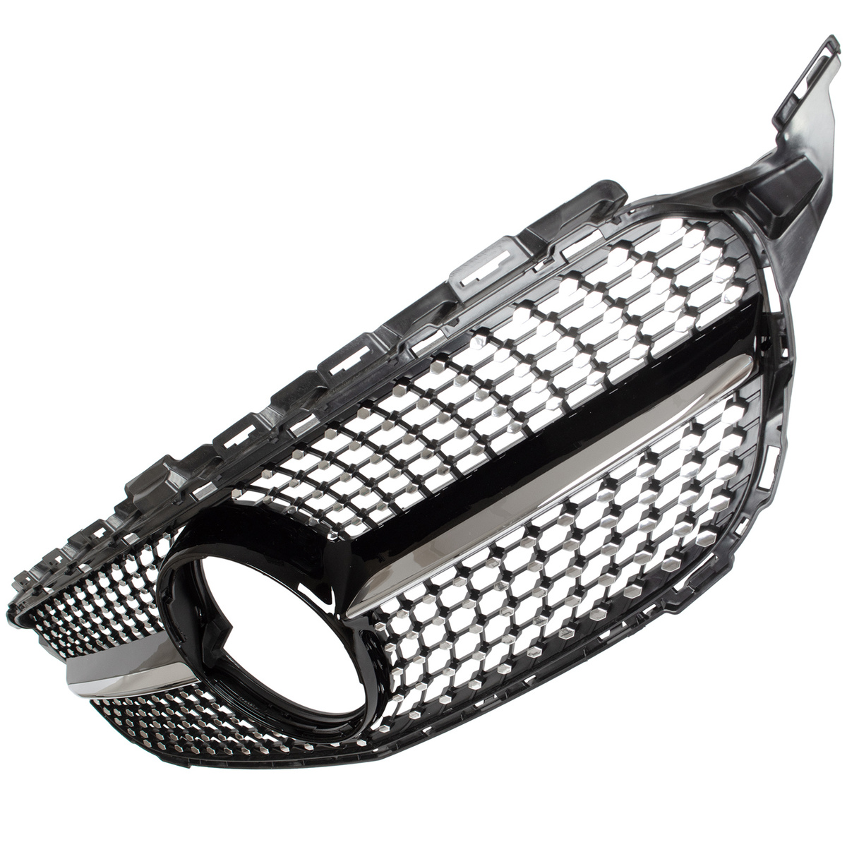 Mercedes C KLASA W205 14-18 atrapa między reflektory (grill) DIAMOND PIANO BLACK + CHROM BEZ OTWORU
