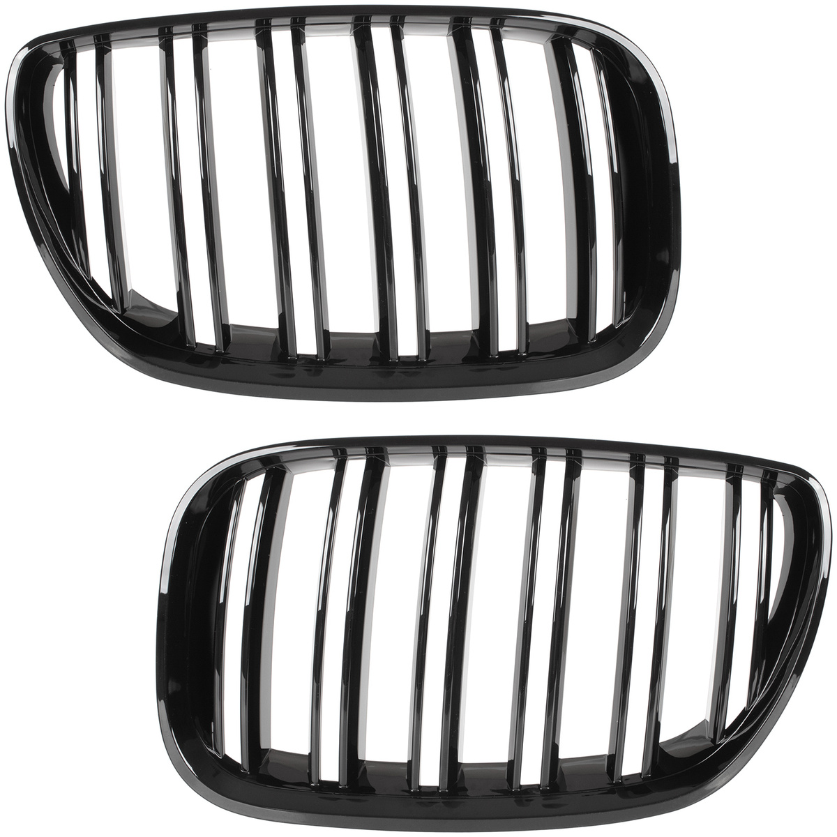 BMW X5 E53 FL 04-06 atrapy między reflektory (nerki) lewa + prawa kpl. DOUBLE SLAT GLOSSY BLACK