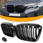 BMW X4 G02 FL 2021- atrapa między reflektory (nerki) BLACK GLOSSY DOUBLE BAR + ZAŚLEPKA