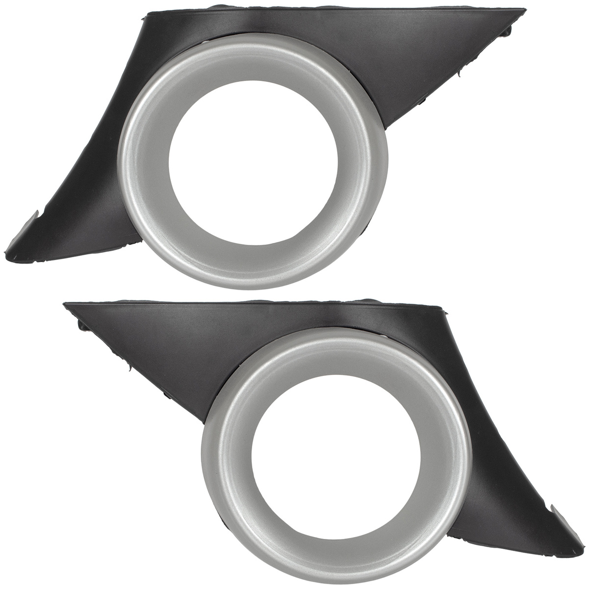 Peugeot 207 06-09 atrapka kratka w zderzak przedni CZARNA z ramką na halogen SILVER lewa + prawa 2 szt. KPL